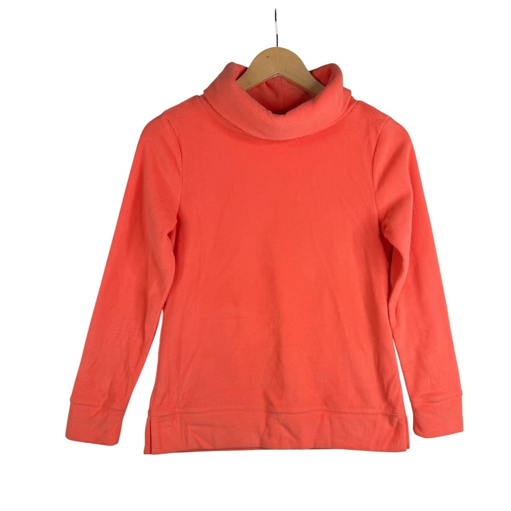 New Talbots Cowl Neck Pullover Fleece Sweater size XS Orange